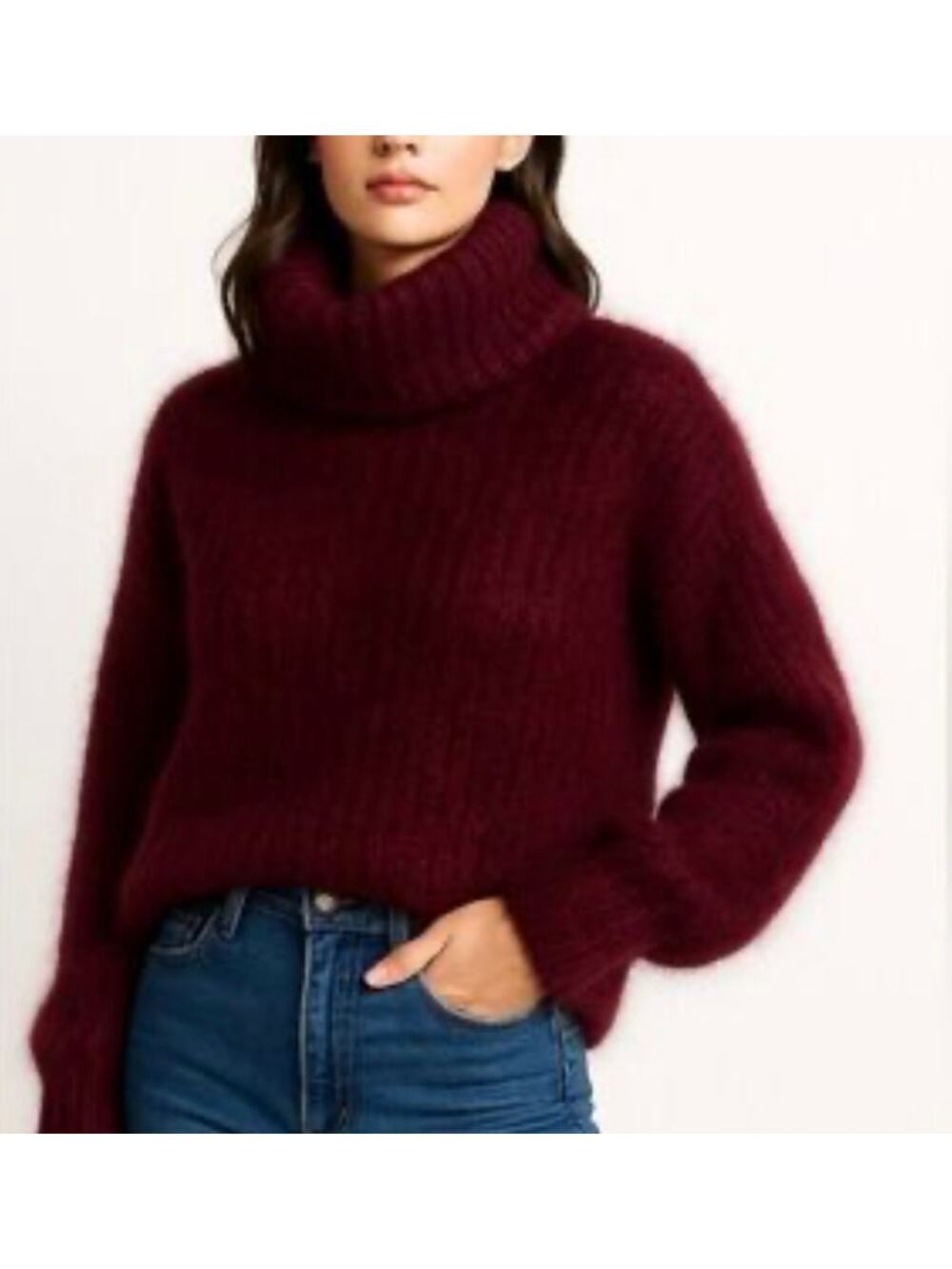 Thakoom Turtleneck Sweater Burgundy NWT